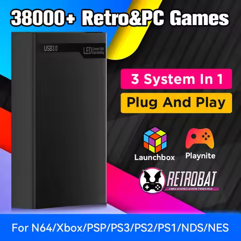 Mix500G Handheld Retro Game HDD For Xbox/N64/PSP/PS3/PS2/PS1 Emulator Gaming Hard Drive Built-in 380