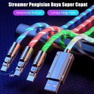 MS Cable Led rotary type c / rotary led micro data cable rotary 180 Rotating 6A Fast Charging Data C