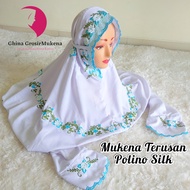 Mukena Polino Silk Terusan Bordir Dewasa Mukenah Lajuran Premium Lajur Langsungan Mukena Bordir Dewa