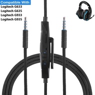 [Avery] 3.5mm Aux Audio Cable with Inline Mic Mute &amp; Volume Control For Logitech G633 G635 G933 G935 Gaming Headphones Replacement Cord