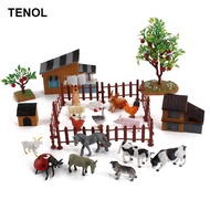 [TENOL] 21Pcs Farm Animals Set Farm Animals Set Includes Fences Animals Farm Figurines Playset for B