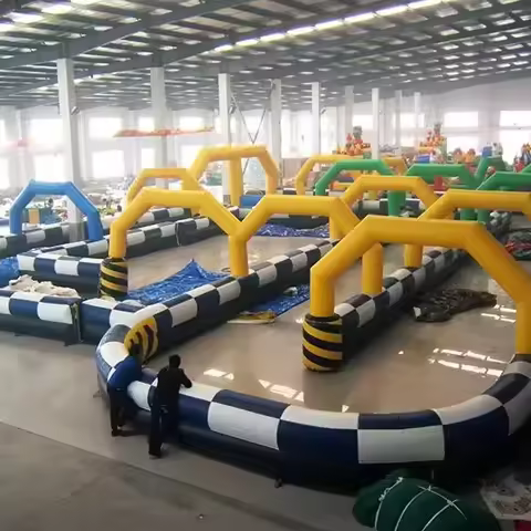 Fast Air Shipping 12x6m Outdoor Inflatable Bumper Car Go Kart Track Zorbing Ball Arena Race Track, R