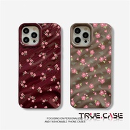 For iphone 15 Phone Case 11 12 13 14 Pro Max Casing Bunga Merah Muda xr xs Max 7 8 Plus Luxury Silk 
