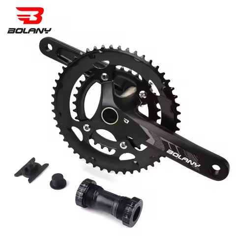 BOLANY Road Bike Double Chainring Crankset BB91 Threaded 170mm 34T 50T Aluminum Alloy Double Disc Cr