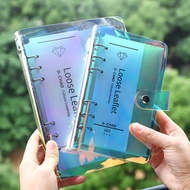 Techo A5 A6 PVC Holographic Transparent Soft Cover Ring Planner Loose Leaf Notebook Binder 6Holes