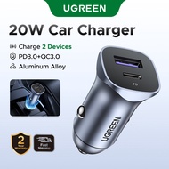 UGREEN Quick Charge 4.0 3.0 QC USB Car Charger QC4.0 QC3.0 20W Type C PD Car Charging compatible for