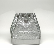 CHANEL GABRIELLE流浪雙肩包小號銀色牛皮24開金銀扣肩背包