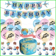 B4 Adventure World Map theme kids birthday party decorations banner cake topper balloons set supplie