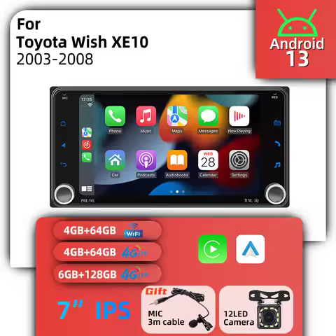 Car Multimedia 7" Screen Android for Toyota Wish XE10 2003-2008 Wireless Carplay Autoradio 2Din Radi