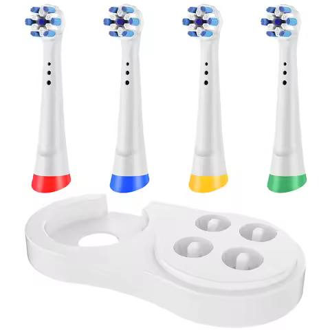 Toothbrush Holder Compatible with Oral B iO Electric Toothbrushes, 4 Replacement Brush Heads Refills