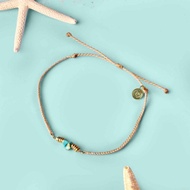 Pura Vida 美國手工 TURQUOISE 綠松石串珠 香草色編織腳環