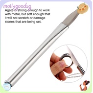 MOILYGOODSG Agate Burnisher, Tipped Agate Silver Handle Jewelry Burnisher, Professional Agate Tool P