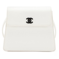 Chanel White Caviar CC Kelly Top Handle Bag Black Resin Hardware, 1997-1999