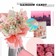 (5 Sheets) 2 Colors Cellophane /Bicolor Cellophane / Glossy Cellophane / Flower Paper / Rainbow Cell