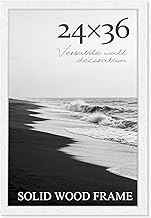PEALSN Soild Wood 24x36 Poster Frame, White Poster Frames 24 x 36 inches for Wall Mounting Display