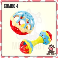 Moo Baby Manhattan Ball Baby Teether Rattle Ball Soft Sensory Toy for Infants 0–12 Months Learning T