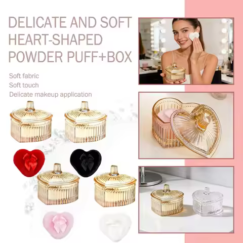 Fashion Body Powder Puff and Container, Dusting Powder Jar With Makeup Puff, Large Dusting Powder Fo