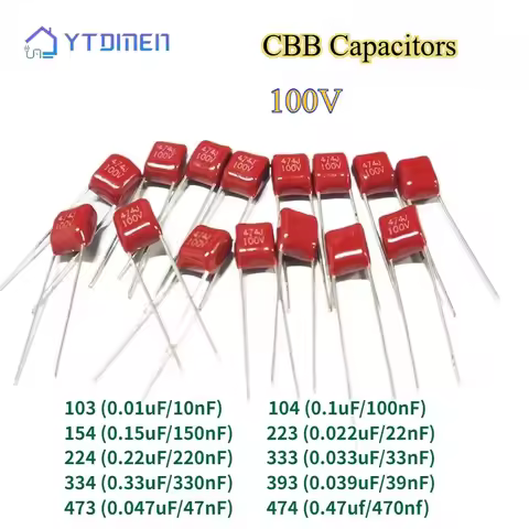 20/40PCS CBB Capacitor Polypropylene Film 100V 100nF 154 150nF 223 22nF 224 220nF 333 33nF 334 330nF