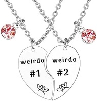 Weirdo Necklace Heart Bff for 4 Best Friend Necklaces Sister Friendship Stainless Steel Jewelry