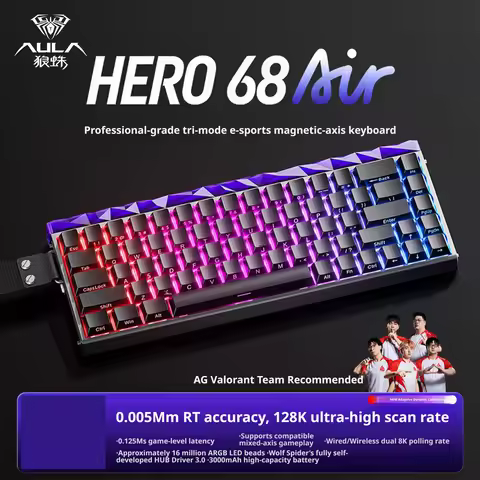 AULA Hero68 Air Tri-Mode Magnetic Switch Keyboard Dual 8K Wired Wireless RT Low Latency 68Keys Hot S