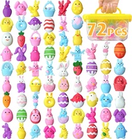 72PCS Easter Mochi Squishy Toys Easter Animal Squishies for Kids Easter Egg Fillers for Eggs Hunt Ga