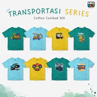 KATUN BOYS' DISTRO T-SHIRT COMBED COTTON 30 HLO KIDZ VEHICLE TRANSPORTATION PICTURE