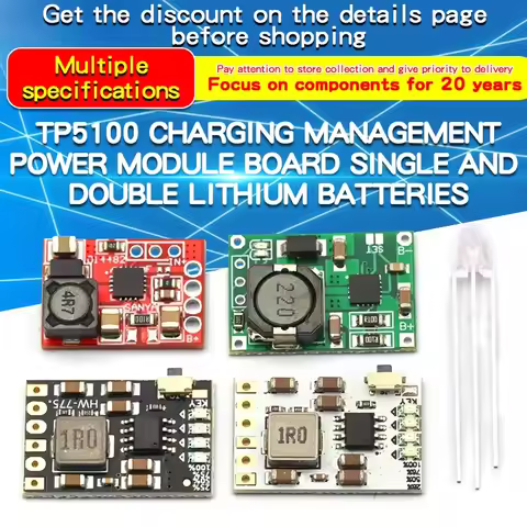 TP5100 TP5000 Charging Management Power Supply Module Board TP5000 1A 2A Compatible with 4.2V 3.7V 8