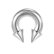 ZS Surgical Steel Spiked Horseshoe Circular Barbell, 00G 0G 2G 4G 6G 8G 12G 16G PA Rings, CBR Nose S
