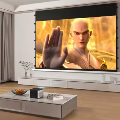 100 inch In-Ceiling Electric Projector Screen AI Smart ALR Motorized Upgraded Ceiling Recessed Tab-T