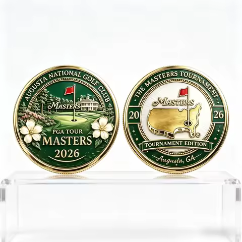 2026 Golf Masters Themed Commemorative Coin 3D Embossed Augusta Course Design Collectible Souvenir