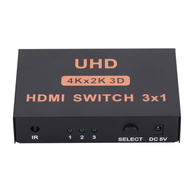3สวิตช์ทางเข้า HDMI 3X1 4K เต็ม HD HDMI กล่องสวิตช์3 In 1 Out ตัวแปลงวิดีโอด้วยรีโมท IR สำหรับเครื่องมอนิเตอร์ PC HDTV Xbox PS3