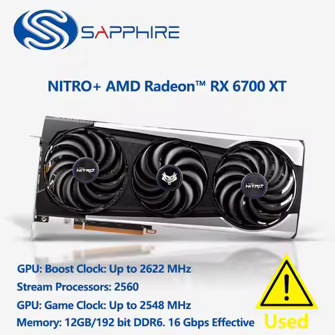 Sapphire NITRO+ AMD Radeon RX 6700XT Video Card GPU AMD Radeon RX6700 XT 12GB OC Graphics Cards Comp