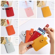 IU MISS Solid Color Pulling Card Holder Multi-position PU Leather Men Card Cover Portable Students Bus Card Holder Women Card Case Male