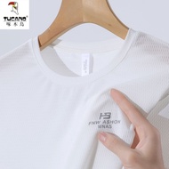 Woodpecker Ice Silk Short-Sleeved T-Shirt Simple Printed Round Neck Mesh Short-Sleeved Top Sports Ca