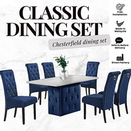 JASS FURNITURE CLASSIC DINING SET 6 seater 8 seater chesterfield marble table murah direct factory