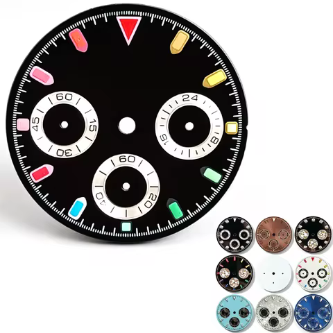 29.5mm Watch Dial Diamond Rainbow Markers Chronograph Racing Driver No logo For Seiko Daytona VK63 Q