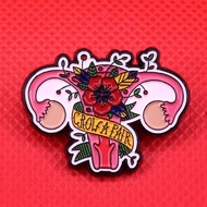 Grow a pair ovaries women brooches flower feminist pin uterus badge courage brooch feminism jewelry