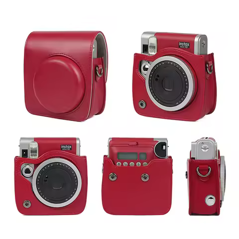 PU Leather Camera Case Protective Compatible For Fujifilm Instax Mini 90 Camera Accessories With Sho