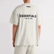 【พร้อมส่ง】เสื้อยืดแขนสั้น ผ้าฝ้าย พิมพ์ลาย FEAR OF GOD DOUBLE LINE ESSENTIALS STREET AMERICAN RETRO 