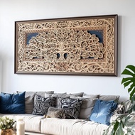 金葉菩提|3D多層木雕裝飾畫波西米亞風格曼陀羅壁畫居家床頭掛畫
