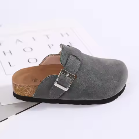 ULKNN 2026 New Style Cork Female Baby CHILDREN'S Shoes Belt Buckle Home BOY'S Leisure Slippers FOR K
