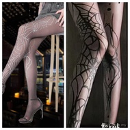 Halloween Eclipse Spider Web Silk Pantyhose - Dark Gothic Design