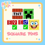 50mm SQUARE BUTTON PINS | Ao3, Minecraft, Spongebob Pin Tudung Brooch