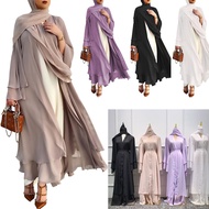 【In Stock】Abaya Khaki Jubah putih Cardigan Women Wear long dress Muslimah fashion Baju hitam Abaya Jubah putih