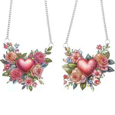 2pcs Flower Theme 2D/Flat DIY Diamond Painting Set Diamond Art Pendant 2pcs FlowerTheme 2D Flat DIY 