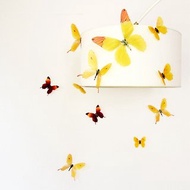 iINDOORS 3D夢幻蝴蝶 黃色 18入/組 立體壁飾 壁貼 婚禮小物