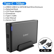 ORICO Aluminum Hard Drive HDD Enclosure USB3.0/Type-C to SATA3.0 3.5 inch HDD Case Docking Station Support UASP 12V2A Power