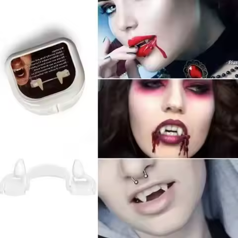 Vampire Fake Teeth Retractable Dentures Props Arty Costume DIY Cosplay Fake Teeth Trick Props Decor 