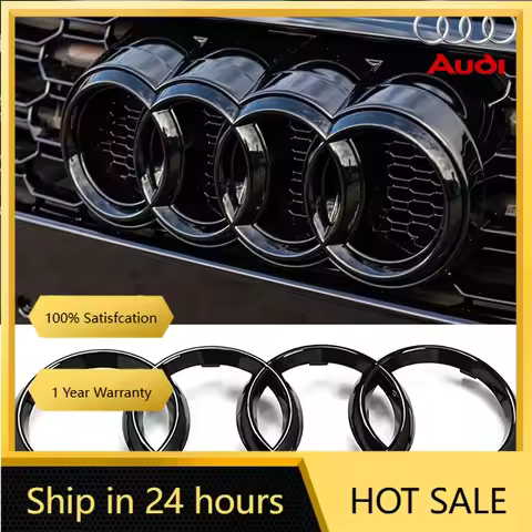 2025 Hot 4Ring 3D ABS Badge Car Hood Front Grille Rear Trunk Emblem For AUDI Q3 Q5 Sportback A4 A3 A