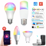 Tuya Smart LED Bulb Alexa Google Siri WiFi Bluetooth Control Light 6W 10W AC 220V RGB Multicolor E27
